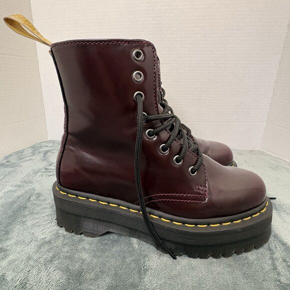 Dr. Martens Vegan Jadon II 8-Eye Synthetic Boot Cherry Red 6 US Women/5 US Men - Picture 2 of 13